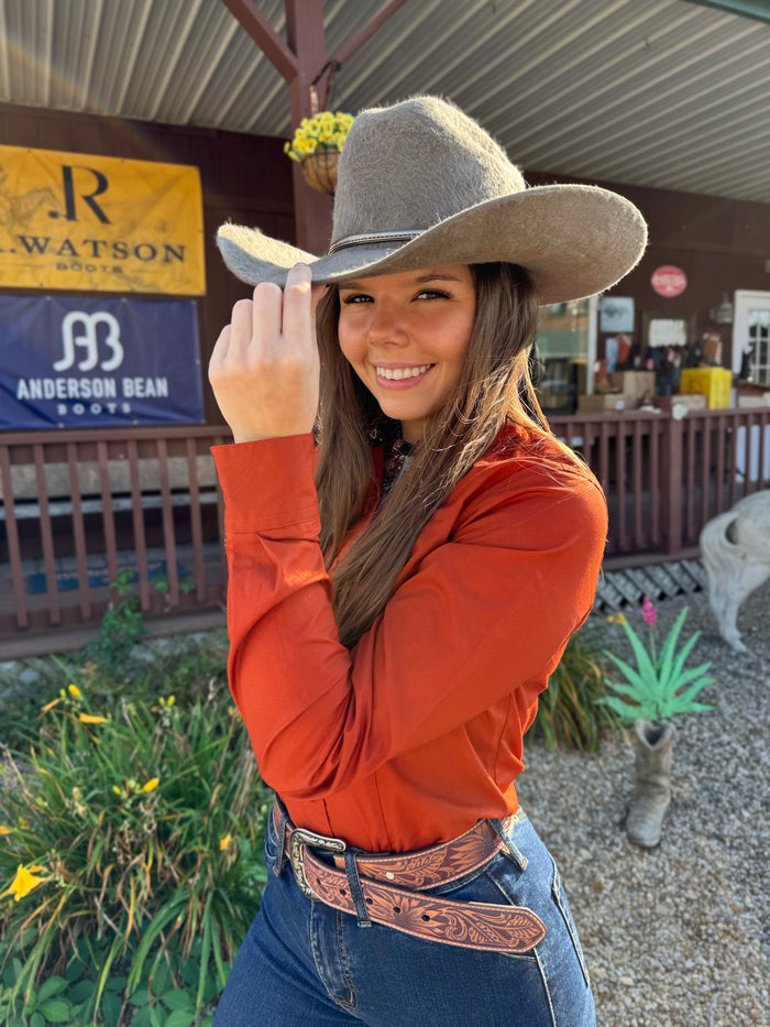 Cinch Women's Solid Copper Button Long Sleeve Western Shirt MSW9165073