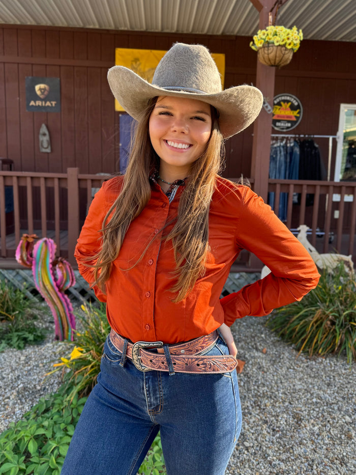 Cinch Women's Solid Copper Button Long Sleeve Western Shirt MSW9165073