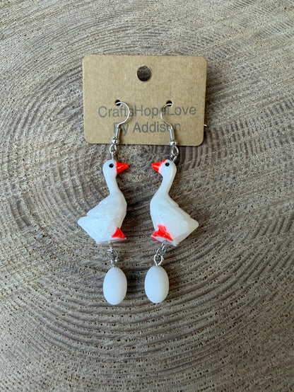 White Geese with Dangle Eggs