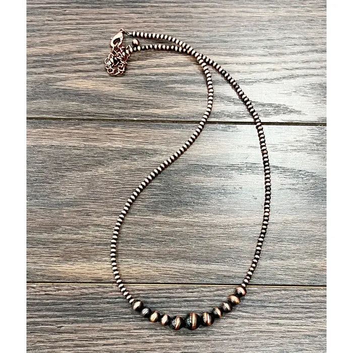 Handmade 26" Graduated Copper Navajo Inspired Bead Necklace 736651