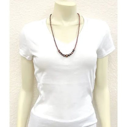 Handmade 26" Graduated Copper Navajo Inspired Bead Necklace 736651