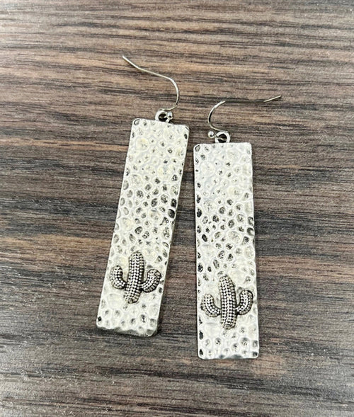 Handmade Hammered Metal Cactus Earrings 721167