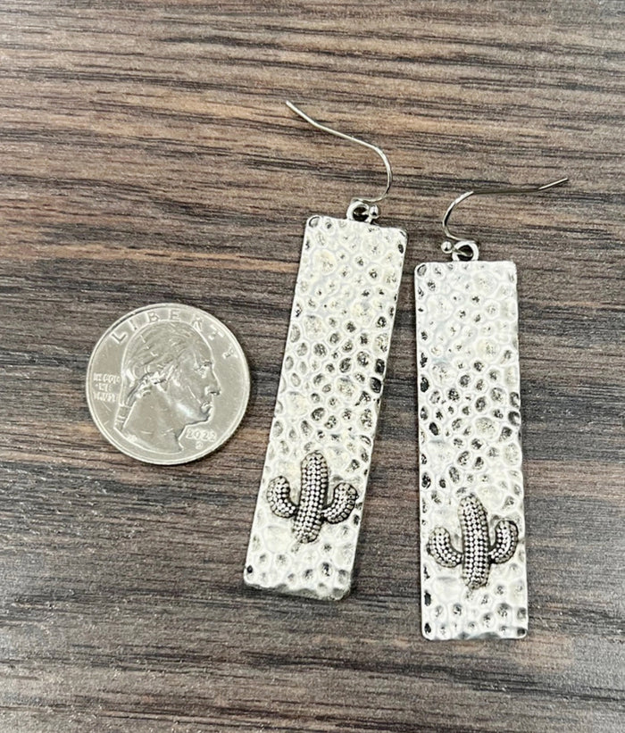 Handmade Hammered Metal Cactus Earrings 721167