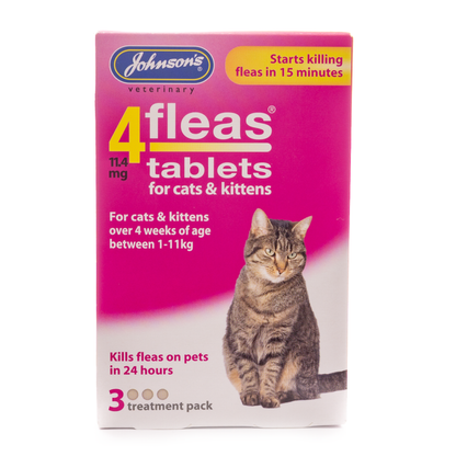 Johnsons: 4 Fleas Tablets For Cats & Kittens 3''s