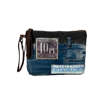Myra Bag Blue Denim Gormully Wristlet Clutch Purse S-8400