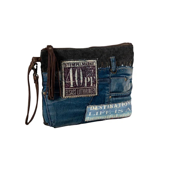 Myra Bag Blue Denim Gormully Wristlet Clutch Purse S-8400