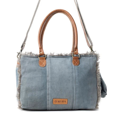 Myra Bag Coastal Steel Blue Upcycled Canvas Crossbody Tote Bag S-12112