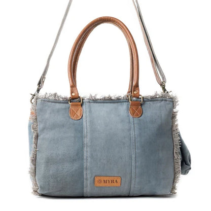 Myra Bag Coastal Steel Blue Upcycled Canvas Crossbody Tote Bag S-12112