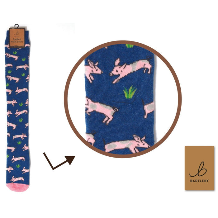 Otterdene Ladies Funky Welly Sock: Pig
