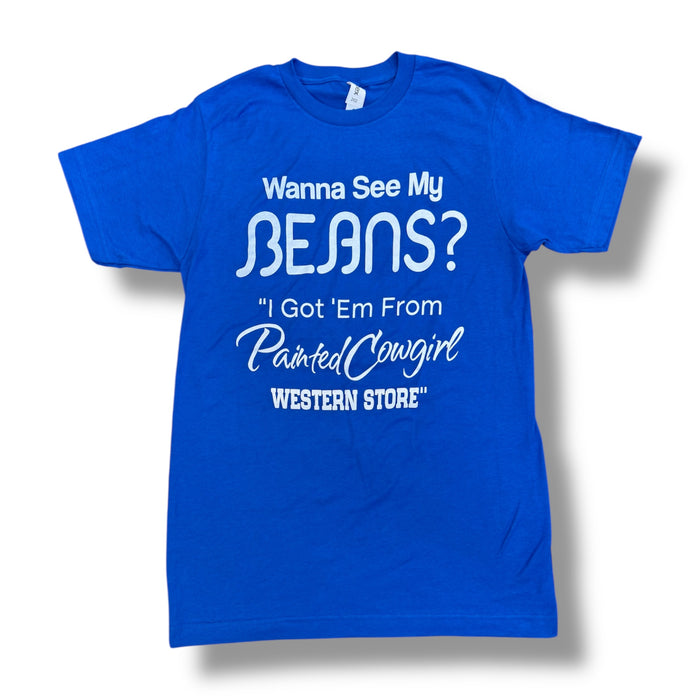 Painted Cowgirl x Anderson Bean Exclusive Royal Blue "Wanna See My Beans" Tee Shirt