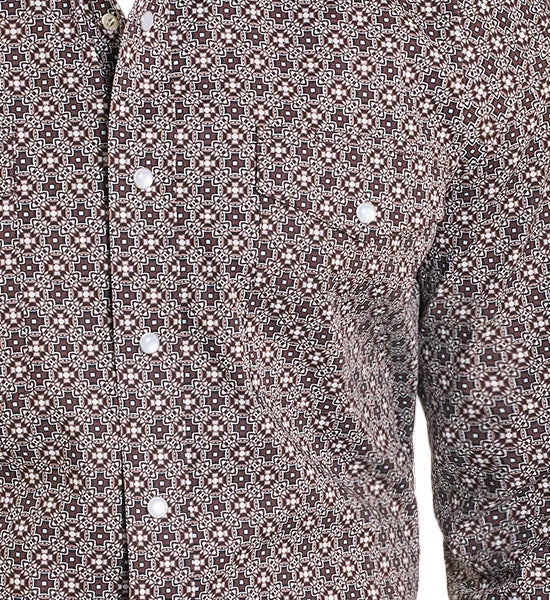 Panhandle Slim Men's Brown Medallion Geo Print Pearl Snap Long Sleeve Western Shirt SMN2S07615 SXN2S07615