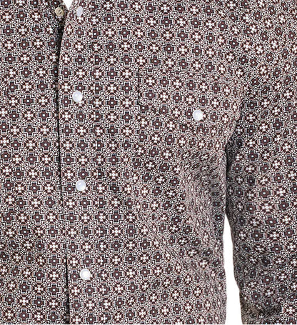 Panhandle Slim Men's Brown Medallion Geo Print Pearl Snap Long Sleeve Western Shirt SMN2S07615 SXN2S07615