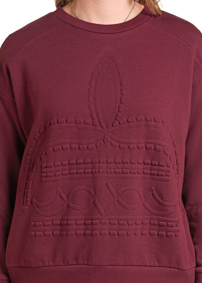 Panhandle Slim Women's Wine Bootstitch Embossed Long Sleeve Pullover LW32T07937