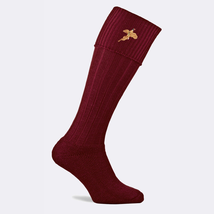 Pennine Stalker Burgundy Pheasant Sock: 7-11