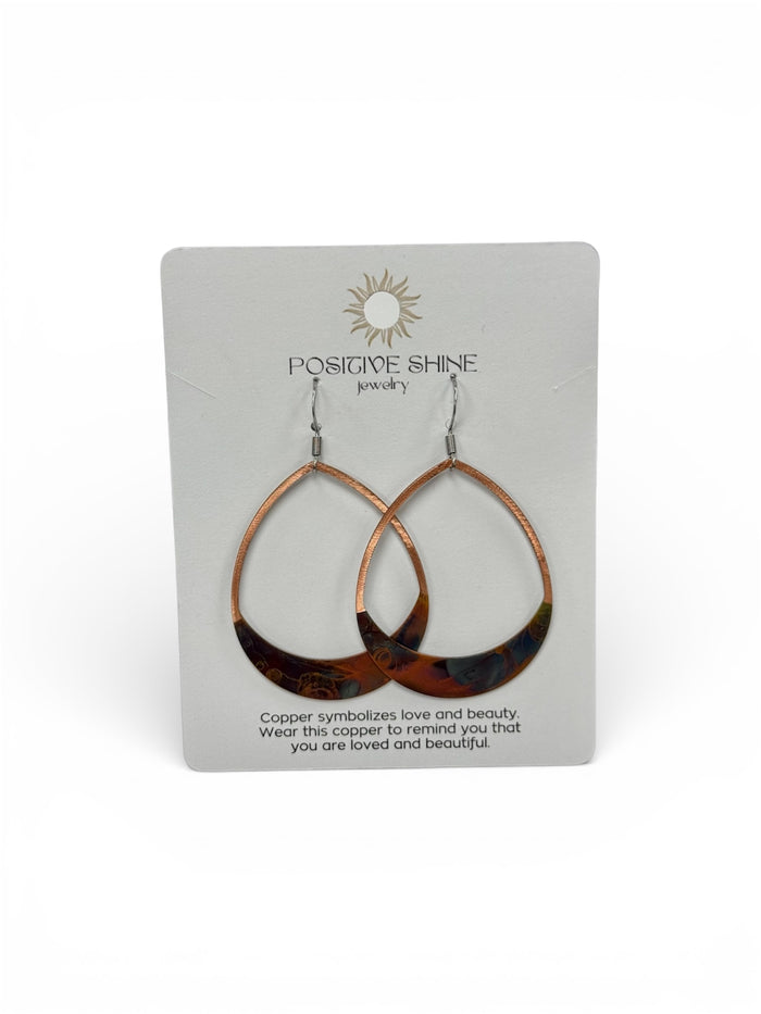 Positive Shine Jewelry Rounded Teardrop Fire-Painted Copper Earrings