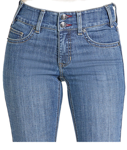 Rock & Roll Cowgirl Women's Flawless Fit Medium Wash Double Button Trouser Jeans BW5MD0789