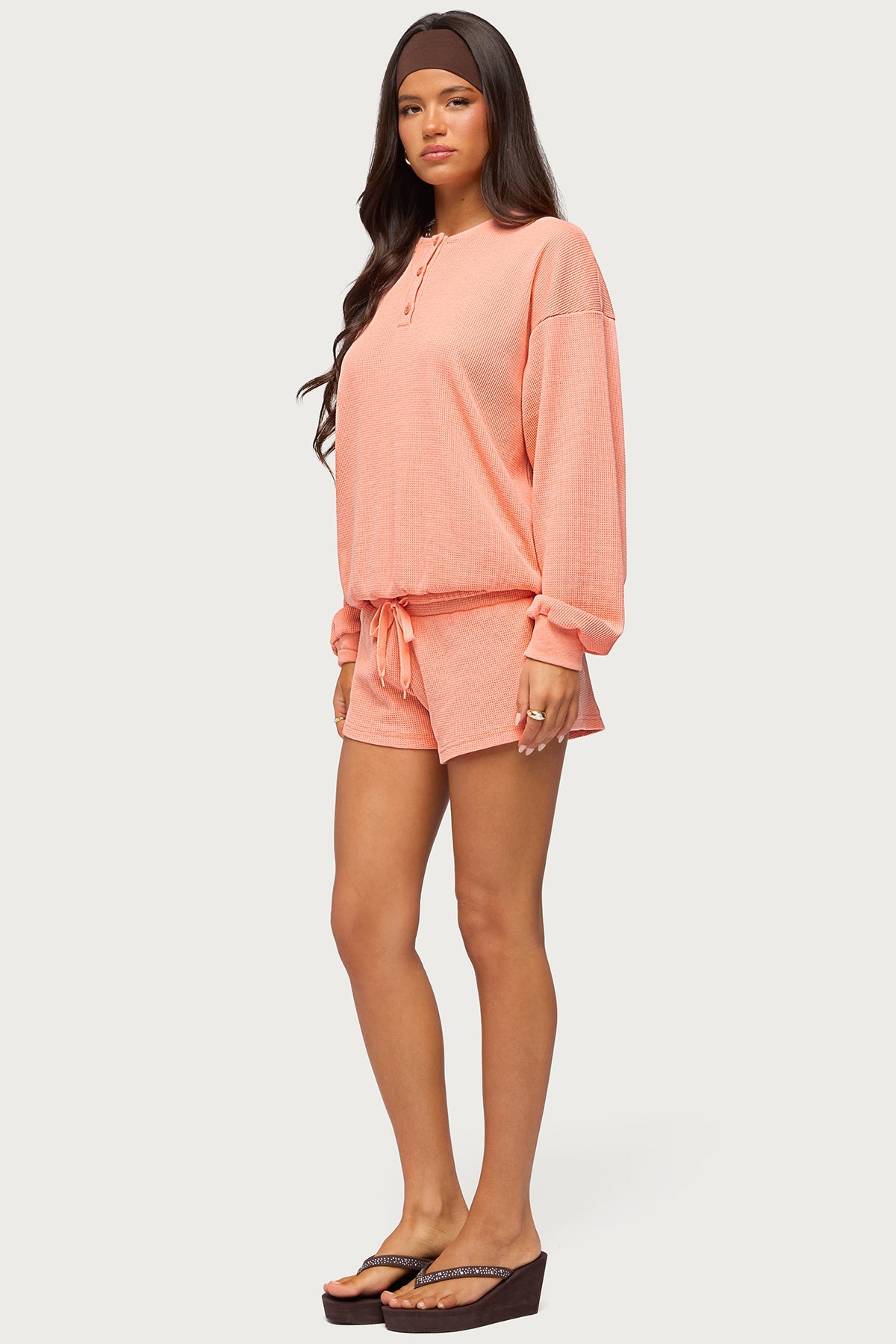 Baila Waffle Henley Top