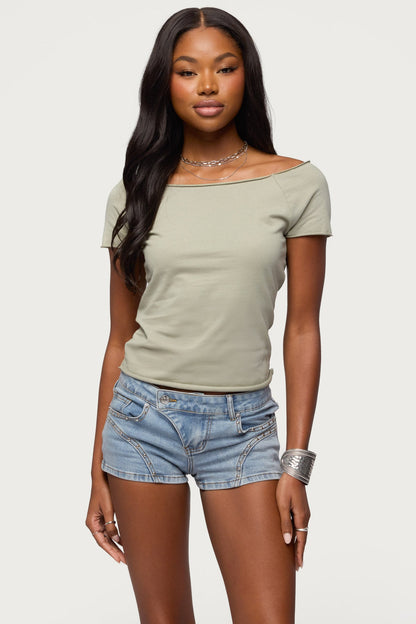 Kamalah Boat Neck Cotton T Shirt