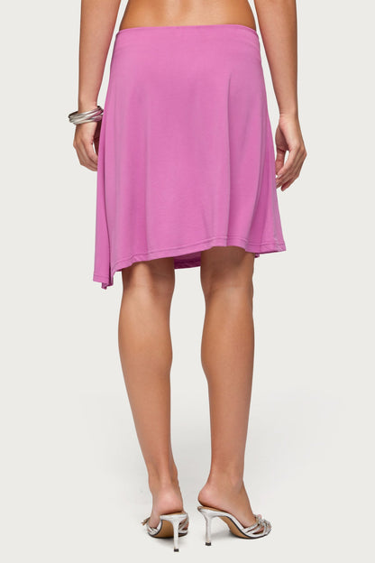 Fiori Buckle Asymmetric Midi Skirt