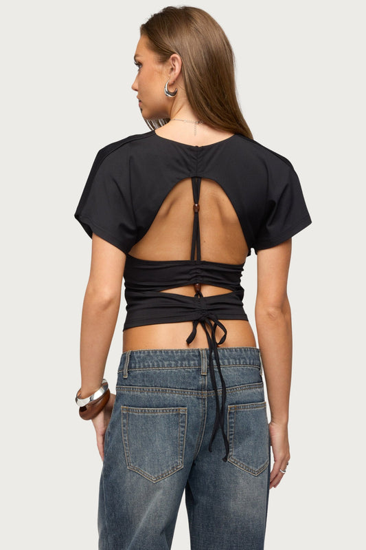 Salie Back Cutout Flutter Top