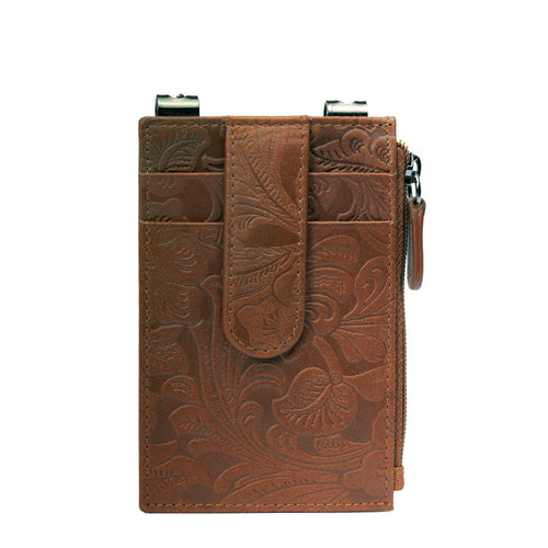 Sidekick V2 Toffee Tooled Genuine Leather Security Wallet 1060-TOF
