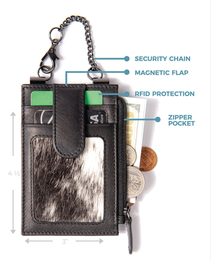 Sidekick V2 Turquoise Hair-On Genuine Leather Security Wallet 1070H-Turq