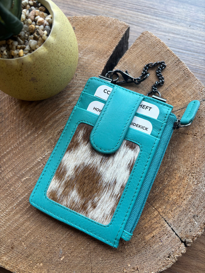 Sidekick V2 Turquoise Hair-On Genuine Leather Security Wallet 1070H-Turq