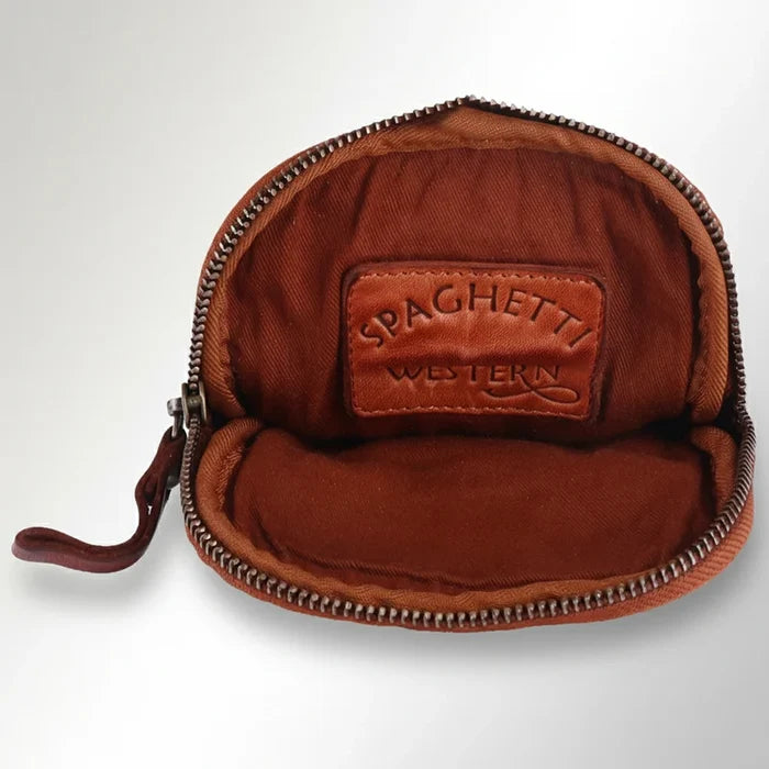 Spaghetti Western Ventello Cognac Brown Genuine Leather Multi-Zip Sling Crossbody Bag SWC208CG