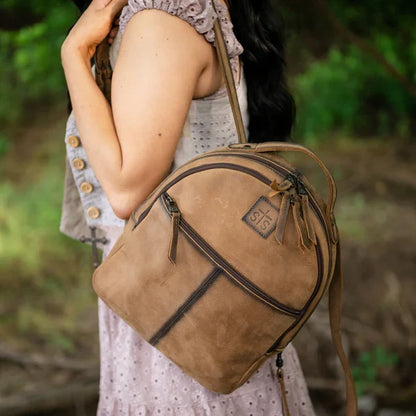 STS Ranchwear Baroness Phoenix Brown Genuine Leather Conceal Carry Backpack STS31772