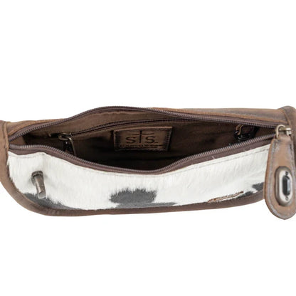 STS Ranchwear Emmy Hair-On Cowhide & Brown Genuine Leather Crossbody Purse STS34296