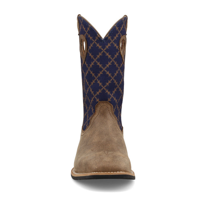 Twisted X Children/Youth Top Hand Bomber Brown & Navy Blue Square Toe Western Boot YTH0031