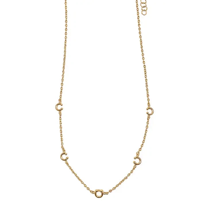 West & Co 16" 18K Yellow Gold Plated Dainty Chain Horseshoe Charm Necklace WC-N37G