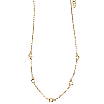 West & Co 16" 18K Yellow Gold Plated Dainty Chain Horseshoe Charm Necklace WC-N37G