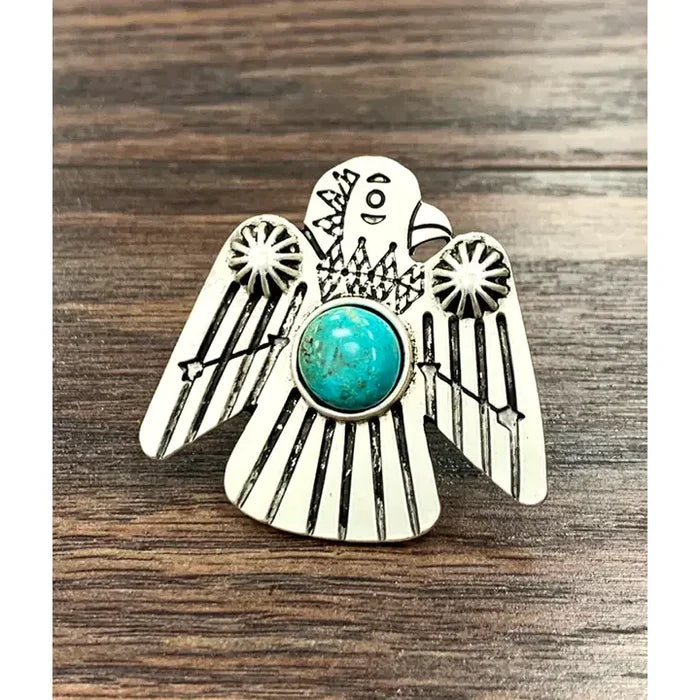 Western Big Thunderbird Turquoise Ring 730389