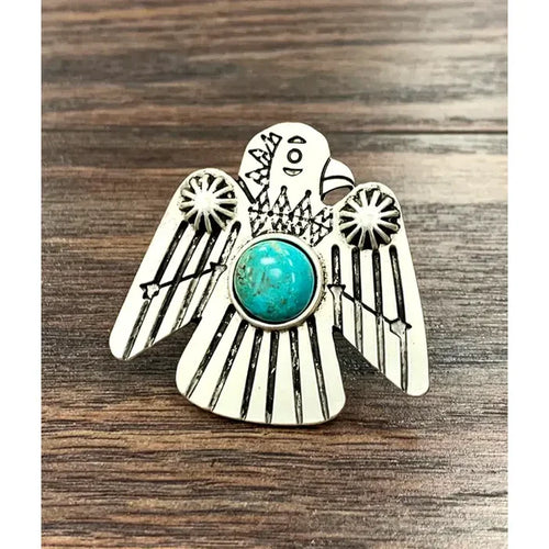 Western Big Thunderbird Turquoise Ring 730389