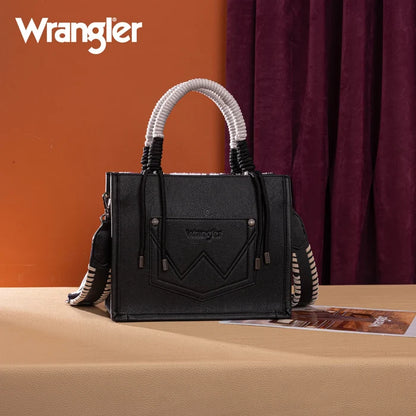Wrangler Black & White Cowprint Crossbody Tote Purse WG386-8120SBK