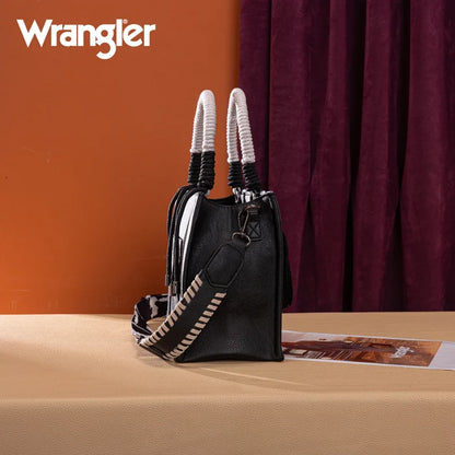 Wrangler Black & White Cowprint Crossbody Tote Purse WG386-8120SBK