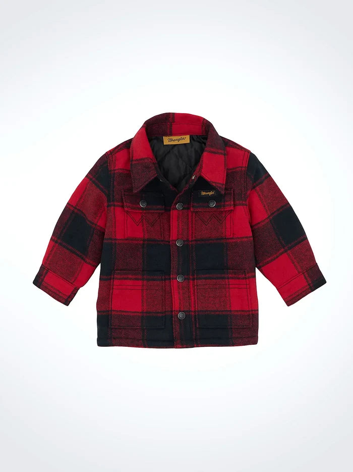 Wrangler Boy's Infant/Toddler Red Buffalo Plaid Quilt Lined Flannel Shirt Jacket 112368357
