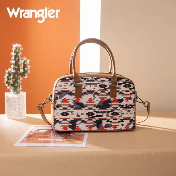 Wrangler Brown Aztec Print Crossbody Satchel WG302-8132BR