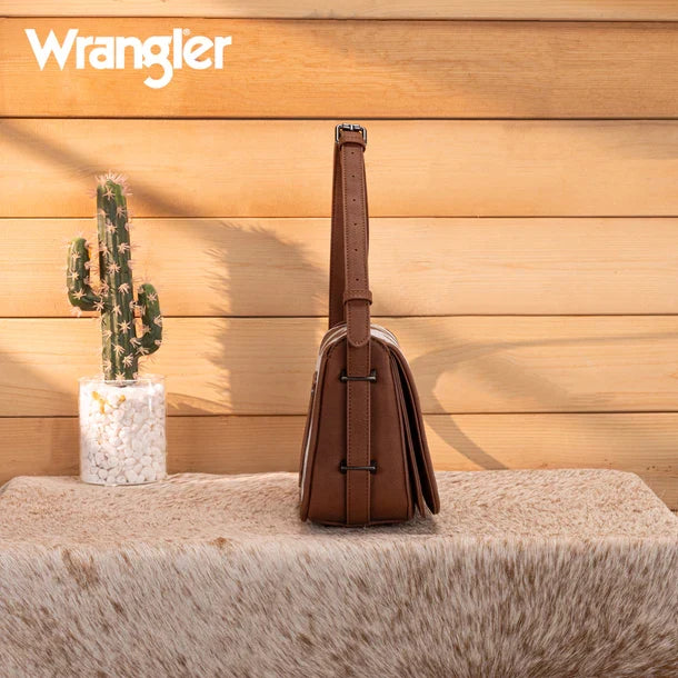 Wrangler Brown Cow Print Crossbody Purse WG301-1833