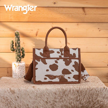 Wrangler Brown Cow Print Crossbody Tote WG301-8120S