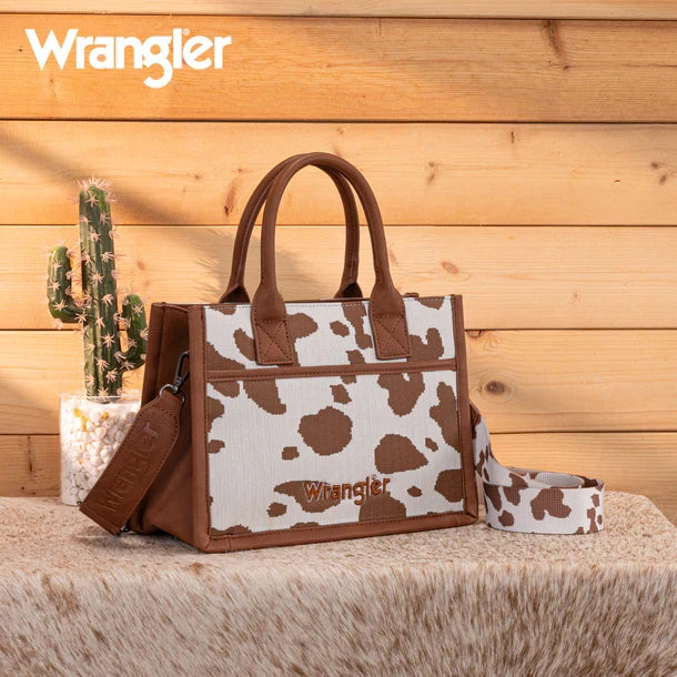 Wrangler Brown Cow Print Crossbody Tote WG301-8120S
