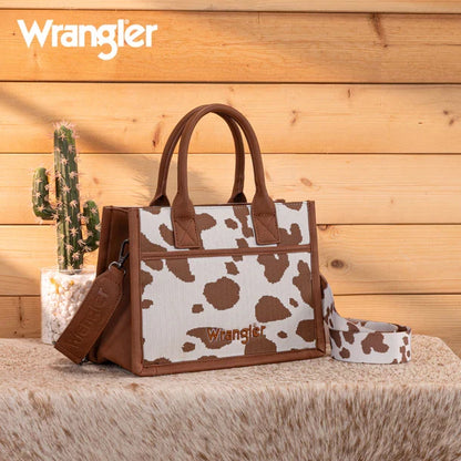 Wrangler Brown Cow Print Crossbody Tote WG301-8120S
