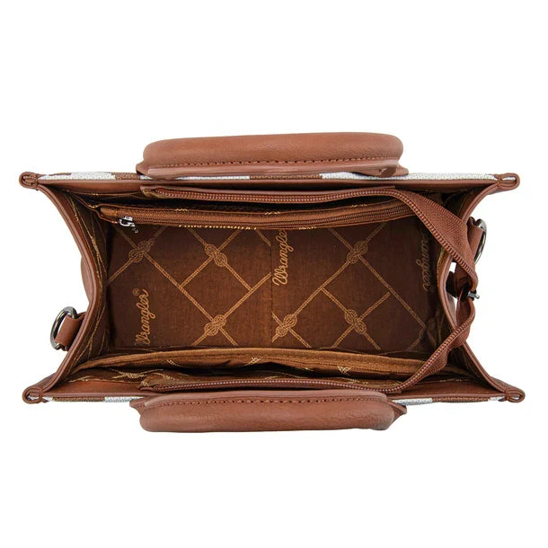 Wrangler Brown Cow Print Crossbody Tote WG301-8120S