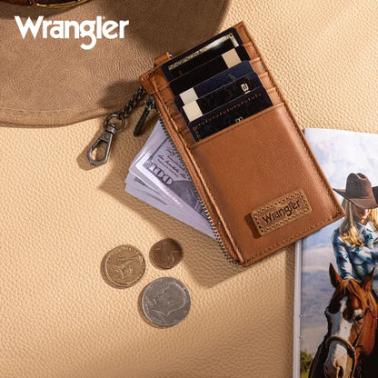 Wrangler Brown Genuine Leather Card Case Split Key Ring Wallet WGW-W1004BR