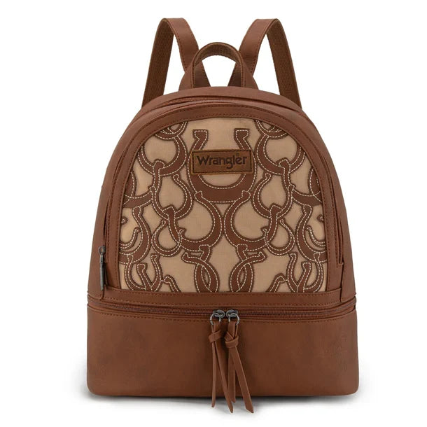 Wrangler Brown & Tan Horseshoe Cutout Backpack WG292-9110BR