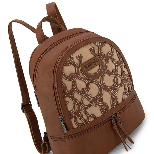 Wrangler Brown & Tan Horseshoe Cutout Backpack WG292-9110BR