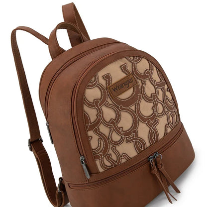 Wrangler Brown & Tan Horseshoe Cutout Backpack WG292-9110BR