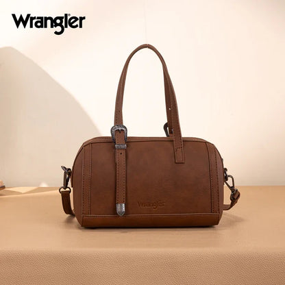 Wrangler Brown & Tan Horseshoe Cutout Mini Boston Crossbody Bag WG292-9012BR