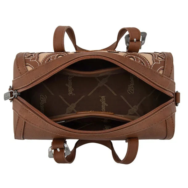 Wrangler Brown & Tan Horseshoe Cutout Mini Boston Crossbody Bag WG292-9012BR